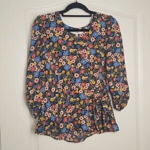 Floral Wrap Style Blouse Shirt Lily White